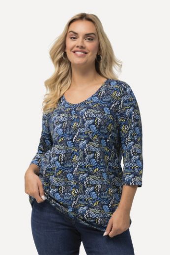 Moda za polnejše Majica 3/4 rukavi s printom iskrivljenih pruga plus velikost, xxl, Ulla Popken in Johann Popken (JP1880)
