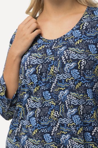 Moda za polnejše Majica 3/4 rukavi s printom iskrivljenih pruga plus velikost, xxl, Ulla Popken in Johann Popken (JP1880)