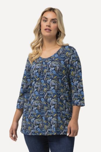 Moda za polnejše Majica 3/4 rukavi s printom iskrivljenih pruga plus velikost, xxl, Ulla Popken in Johann Popken (JP1880)