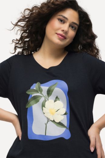 Moda za polnejše Majica kratkih rukava A kroja cvjetnog printa plus velikost, xxl, Ulla Popken in Johann Popken (JP1880)