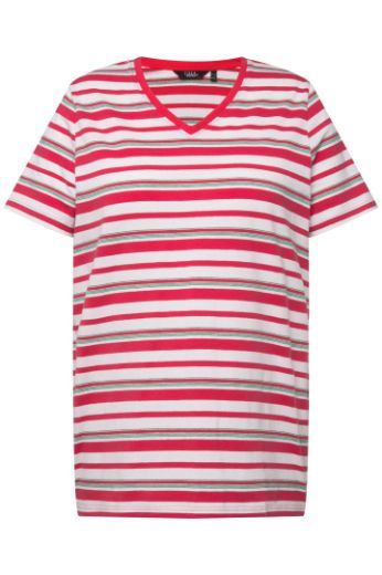 Moda za polnejše Majica V ovratnika na pruge kratkih rukava plus velikost, xxl, Ulla Popken in Johann Popken (JP1880)