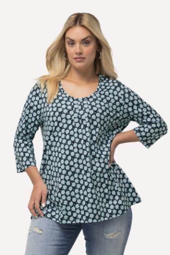 Moda za polnejše Majica 3/4 rukava cvjetnog printa plus velikost, xxl, Ulla Popken in Johann Popken (JP1880)