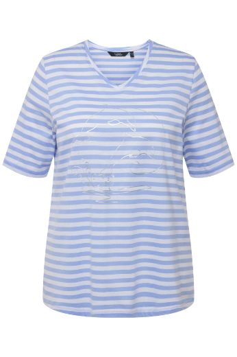 Moda za polnejše Majica kratkih rukava V ovratnika na pruge motiv delfina plus velikost, xxl, Ulla Popken in Johann Popken (JP1880)