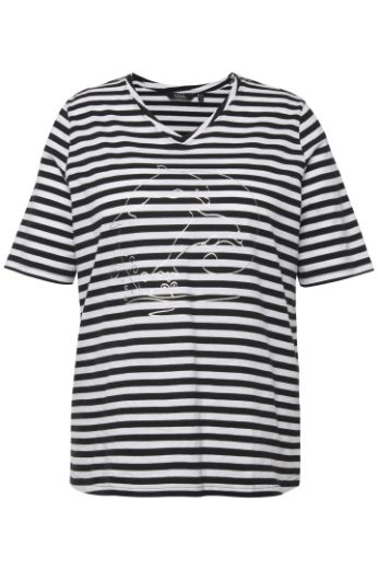 Moda za polnejše Majica kratkih rukava V ovratnika na pruge motiv delfina plus velikost, xxl, Ulla Popken in Johann Popken (JP1880)