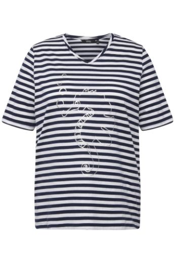 Moda za polnejše Majica kratkih rukava V ovratnika na pruge motiv delfina plus velikost, xxl, Ulla Popken in Johann Popken (JP1880)