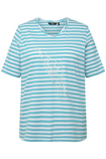Moda za polnejše Majica kratkih rukava V ovratnika na pruge motiv delfina plus velikost, xxl, Ulla Popken in Johann Popken (JP1880)