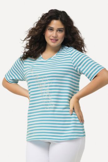 Moda za polnejše Majica kratkih rukava V ovratnika na pruge motiv delfina plus velikost, xxl, Ulla Popken in Johann Popken (JP1880)