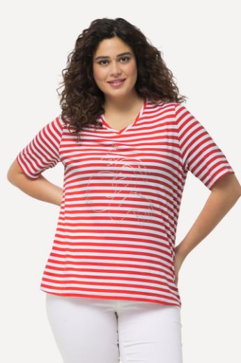 Moda za polnejše Majica kratkih rukava V ovratnika na pruge motiv delfina plus velikost, xxl, Ulla Popken in Johann Popken (JP1880)