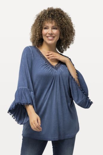 Moda za polnejše Majica 3/4 rukava s volanima i ukrasnom čipkom na obrubima plus velikost, xxl, Ulla Popken in Johann Popken (JP1880)
