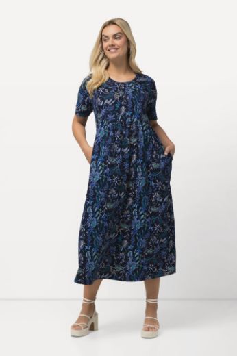 Moda za polnejše Haljina midi kratkih rukava s cvjetnim printom plus velikost, xxl, Ulla Popken in Johann Popken (JP1880)
