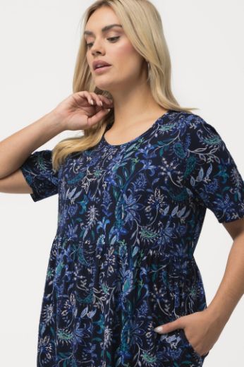 Moda za polnejše Haljina midi kratkih rukava s cvjetnim printom plus velikost, xxl, Ulla Popken in Johann Popken (JP1880)