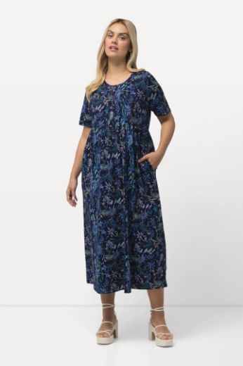 Moda za polnejše Haljina midi kratkih rukava s cvjetnim printom plus velikost, xxl, Ulla Popken in Johann Popken (JP1880)