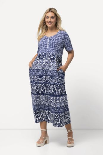 Moda za polnejše Haljina midi kratkih rukava s printom plus velikost, xxl, Ulla Popken in Johann Popken (JP1880)
