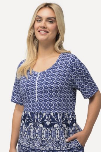 Moda za polnejše Haljina midi kratkih rukava s printom plus velikost, xxl, Ulla Popken in Johann Popken (JP1880)