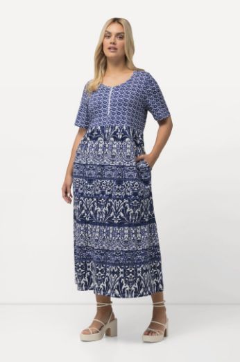 Moda za polnejše Haljina midi kratkih rukava s printom plus velikost, xxl, Ulla Popken in Johann Popken (JP1880)