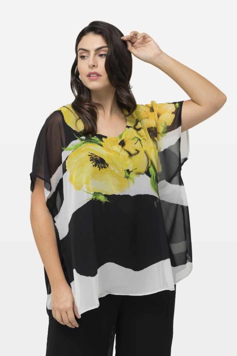 Moda za polnejše Bluza elegantna s printom cvijeća i pruga plus velikost, xxl, Ulla Popken in Johann Popken (JP1880)