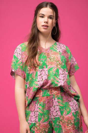 Moda za polnejše Bluza V izreza s printom plus velikost, xxl, Ulla Popken in Johann Popken (JP1880)