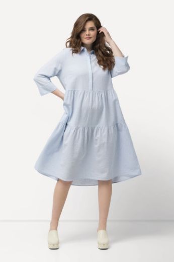 Moda za polnejše Haljina lanena 3/4 rukavi plus velikost, xxl, Ulla Popken in Johann Popken (JP1880)