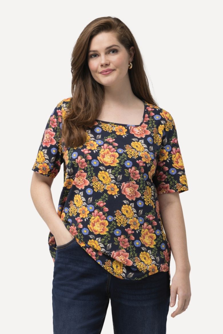 Moda za polnejše Majica kratkih rukava cvjetnog printa plus velikost, xxl, Ulla Popken in Johann Popken (JP1880)