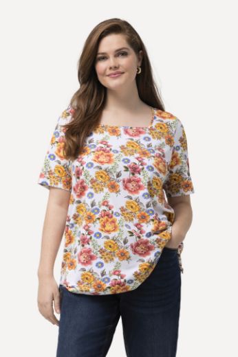 Moda za polnejše Majica kratkih rukava cvjetnog printa plus velikost, xxl, Ulla Popken in Johann Popken (JP1880)