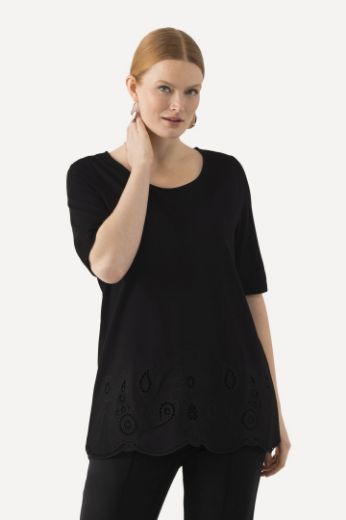 Moda za polnejše Majica kratkih rukava s ukrasnim vezom plus velikost, xxl, Ulla Popken in Johann Popken (JP1880)
