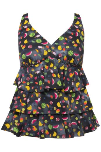 Moda za polnejše Kupaći kostim Tankini s volanima i printom voća plus velikost, xxl, Ulla Popken in Johann Popken (JP1880)