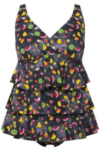 Moda za polnejše Kupaći kostim Tankini s volanima i printom voća plus velikost, xxl, Ulla Popken in Johann Popken (JP1880)