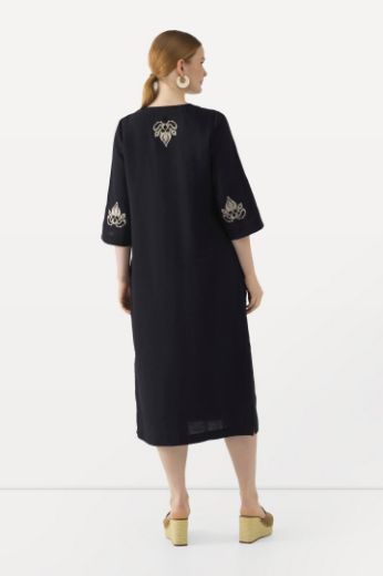 Moda za polnejše Haljina 3/4 rukavi s ukrasnim vezom plus velikost, xxl, Ulla Popken in Johann Popken (JP1880)