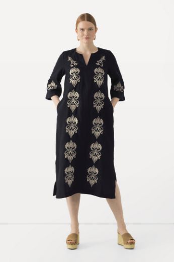Moda za polnejše Haljina 3/4 rukavi s ukrasnim vezom plus velikost, xxl, Ulla Popken in Johann Popken (JP1880)