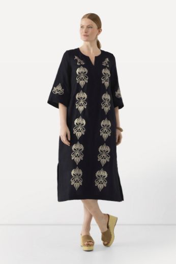 Moda za polnejše Haljina 3/4 rukavi s ukrasnim vezom plus velikost, xxl, Ulla Popken in Johann Popken (JP1880)