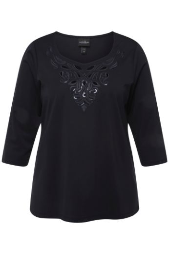 Moda za polnejše Majica 3/4 rukavi s ukrasnim vezom plus velikost, xxl, Ulla Popken in Johann Popken (JP1880)