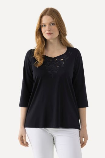 Moda za polnejše Majica 3/4 rukavi s ukrasnim vezom plus velikost, xxl, Ulla Popken in Johann Popken (JP1880)