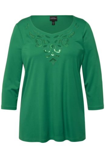 Moda za polnejše Majica 3/4 rukavi s ukrasnim vezom plus velikost, xxl, Ulla Popken in Johann Popken (JP1880)