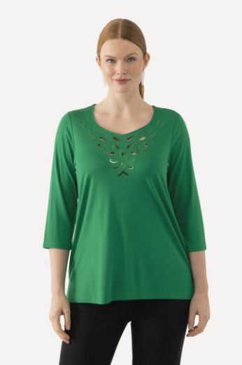 Moda za polnejše Majica 3/4 rukavi s ukrasnim vezom plus velikost, xxl, Ulla Popken in Johann Popken (JP1880)