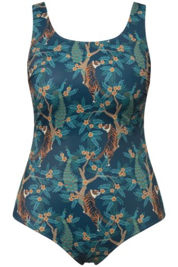 Moda za polnejše Kupaći kostim jednodijelni s printom tigra plus velikost, xxl, Ulla Popken in Johann Popken (JP1880)