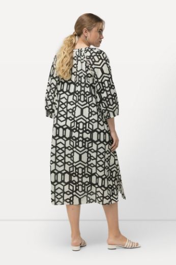 Moda za polnejše Haljina midi s 3/4 rukavima geometrijskog printa plus velikost, xxl, Ulla Popken in Johann Popken (JP1880)