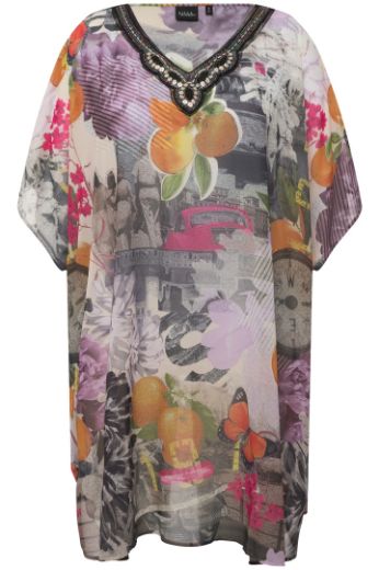 Moda za polnejše Tunika V ovratnika s printom plus velikost, xxl, Ulla Popken in Johann Popken (JP1880)