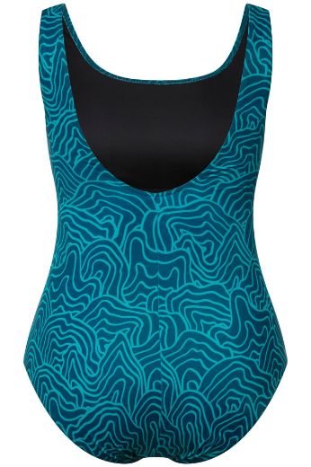 Moda za polnejše Kupaći kostim jednodijelni sportski s printom valova plus velikost, xxl, Ulla Popken in Johann Popken (JP1880)