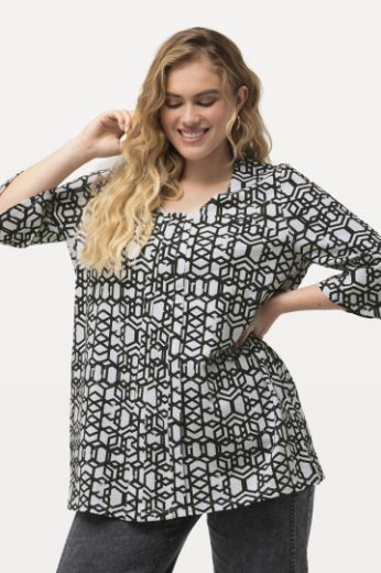 Moda za polnejše Majica 3/4 rukavi geometrijskog printa plus velikost, xxl, Ulla Popken in Johann Popken (JP1880)
