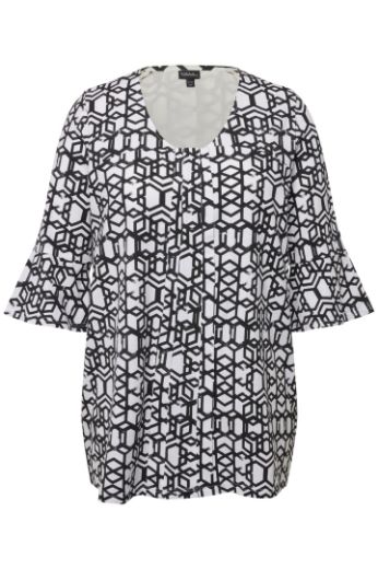 Moda za polnejše Majica 3/4 rukavi geometrijskog printa plus velikost, xxl, Ulla Popken in Johann Popken (JP1880)