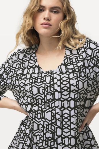 Moda za polnejše Majica 3/4 rukavi geometrijskog printa plus velikost, xxl, Ulla Popken in Johann Popken (JP1880)