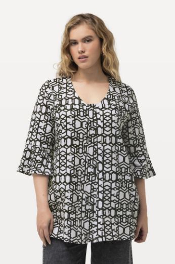 Moda za polnejše Majica 3/4 rukavi geometrijskog printa plus velikost, xxl, Ulla Popken in Johann Popken (JP1880)