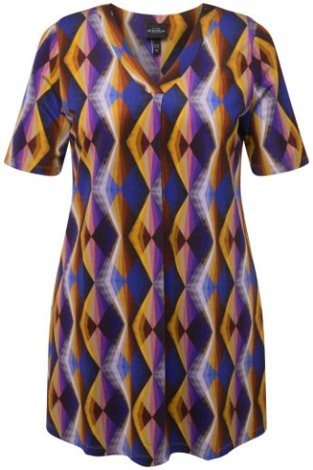 Moda za polnejše Majica Slinky kratkih rukava s geometrijskim printom plus velikost, xxl, Ulla Popken in Johann Popken (JP1880)