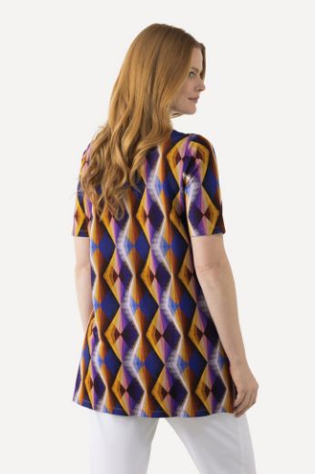Moda za polnejše Majica Slinky kratkih rukava s geometrijskim printom plus velikost, xxl, Ulla Popken in Johann Popken (JP1880)
