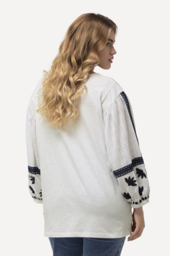 Moda za polnejše Bluza dugih rukava s ukrasnim vezom plus velikost, xxl, Ulla Popken in Johann Popken (JP1880)
