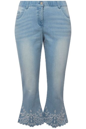 Moda za polnejše Traperice 7/8 s dekorativnim obrubom plus velikost, xxl, Ulla Popken in Johann Popken (JP1880)