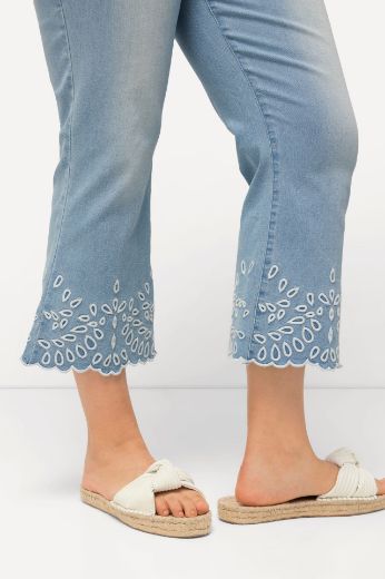Moda za polnejše Traperice 7/8 s dekorativnim obrubom plus velikost, xxl, Ulla Popken in Johann Popken (JP1880)