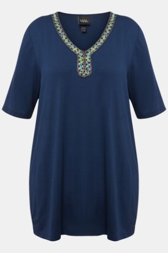 Moda za polnejše Majica kratkih rukava s ukrasnim dodatkom plus velikost, xxl, Ulla Popken in Johann Popken (JP1880)