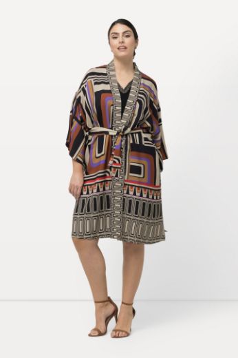 Moda za polnejše Kimono na vezanje geometrijskog printa plus velikost, xxl, Ulla Popken in Johann Popken (JP1880)