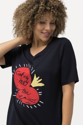Moda za polnejše Majica kratkih rukava motiv srca plus velikost, xxl, Ulla Popken in Johann Popken (JP1880)